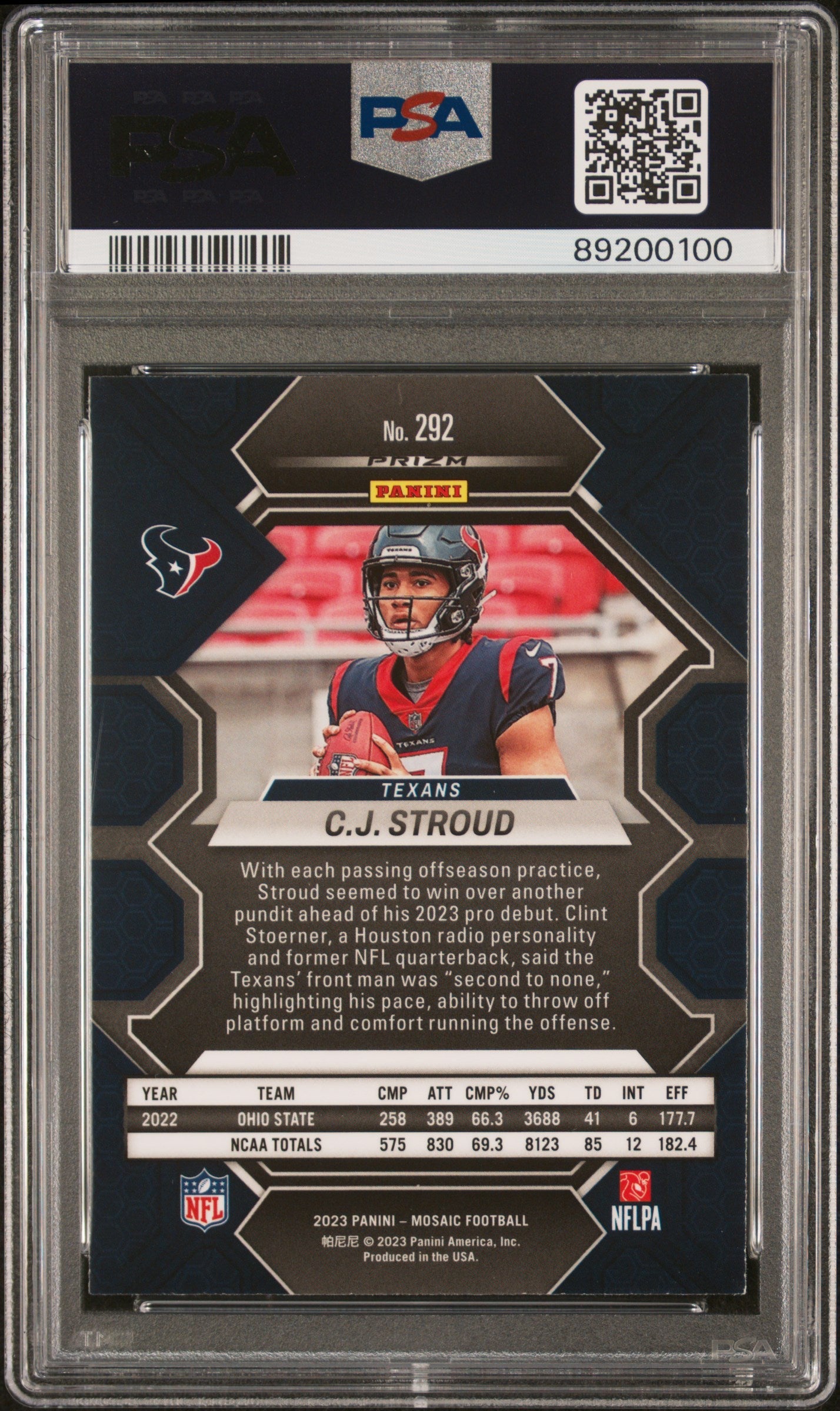 Cj Stroud 2023 Panini Mosaic #292 Reactive Yellow PSA 9