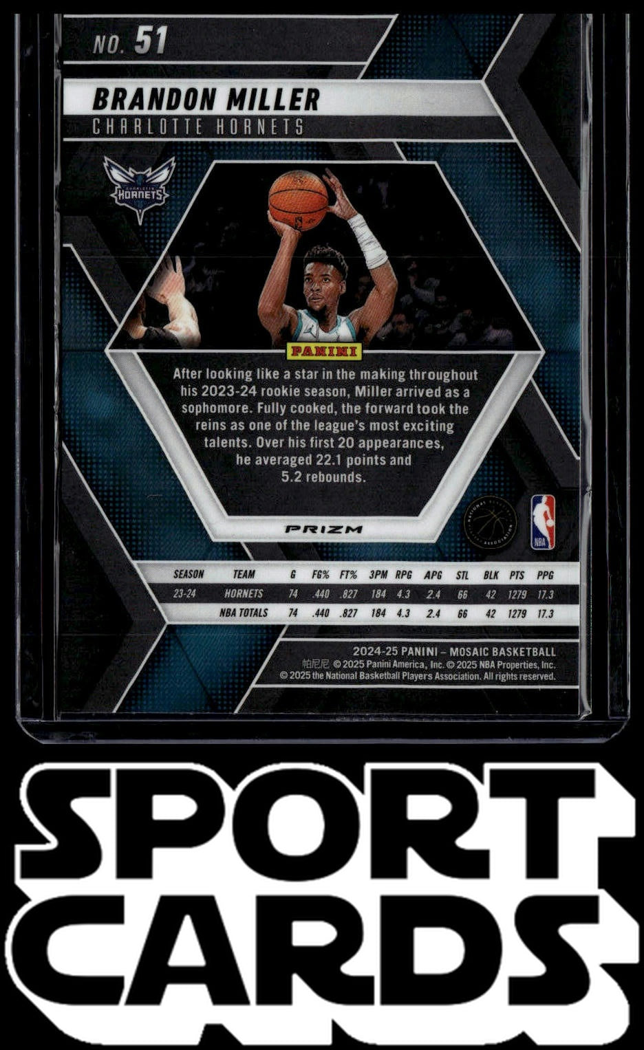 2024-25 Panini Mosaic #51 Brandon Miller Fast Break Silver Mosaic SportCards.com