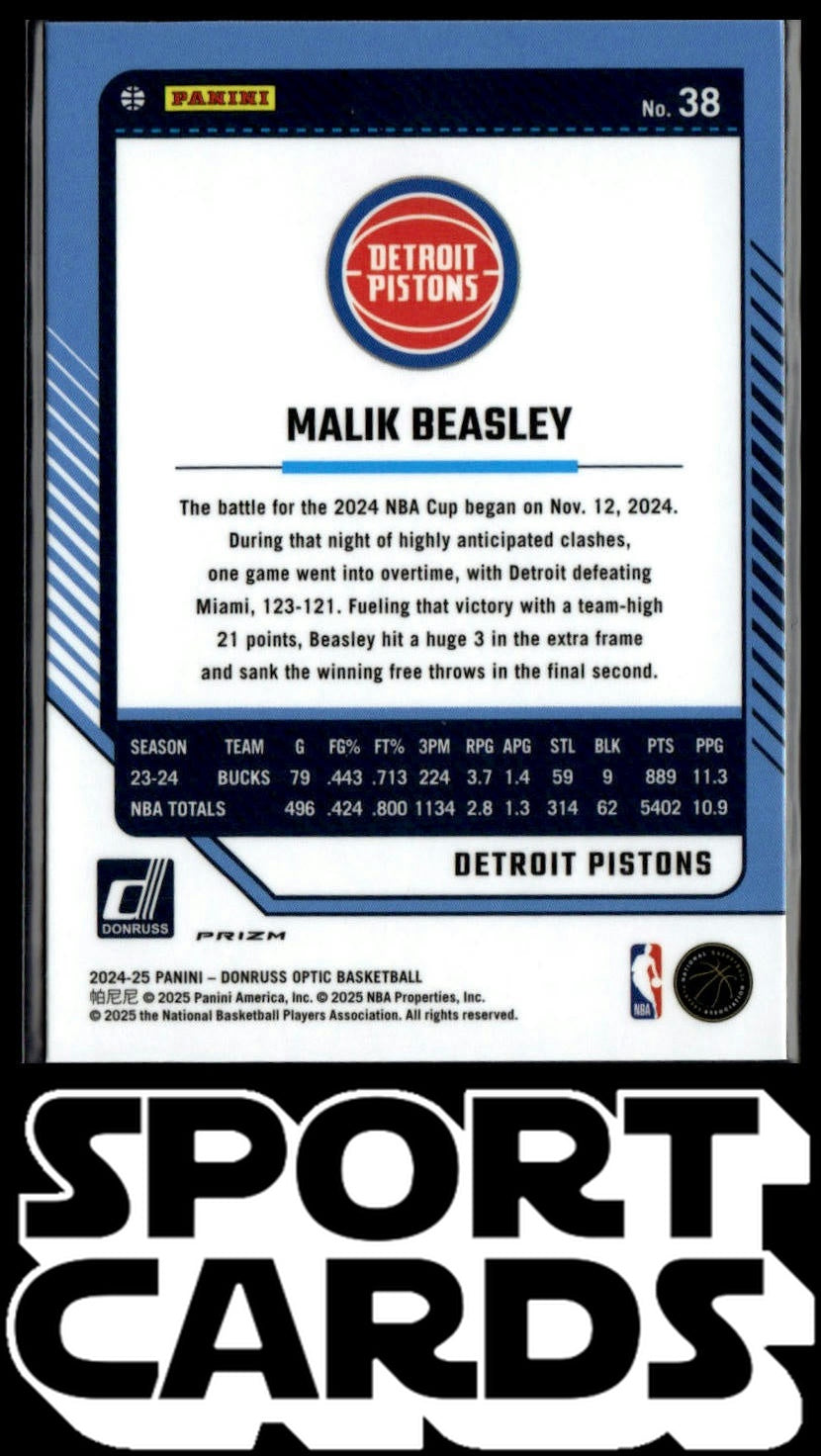 2024-25 Donruss Optic #38 Malik Beasley Purple SportCards.com