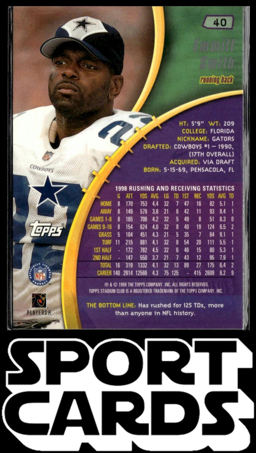 1999 Stadium Club #40 Emmitt Smith SportCards.com