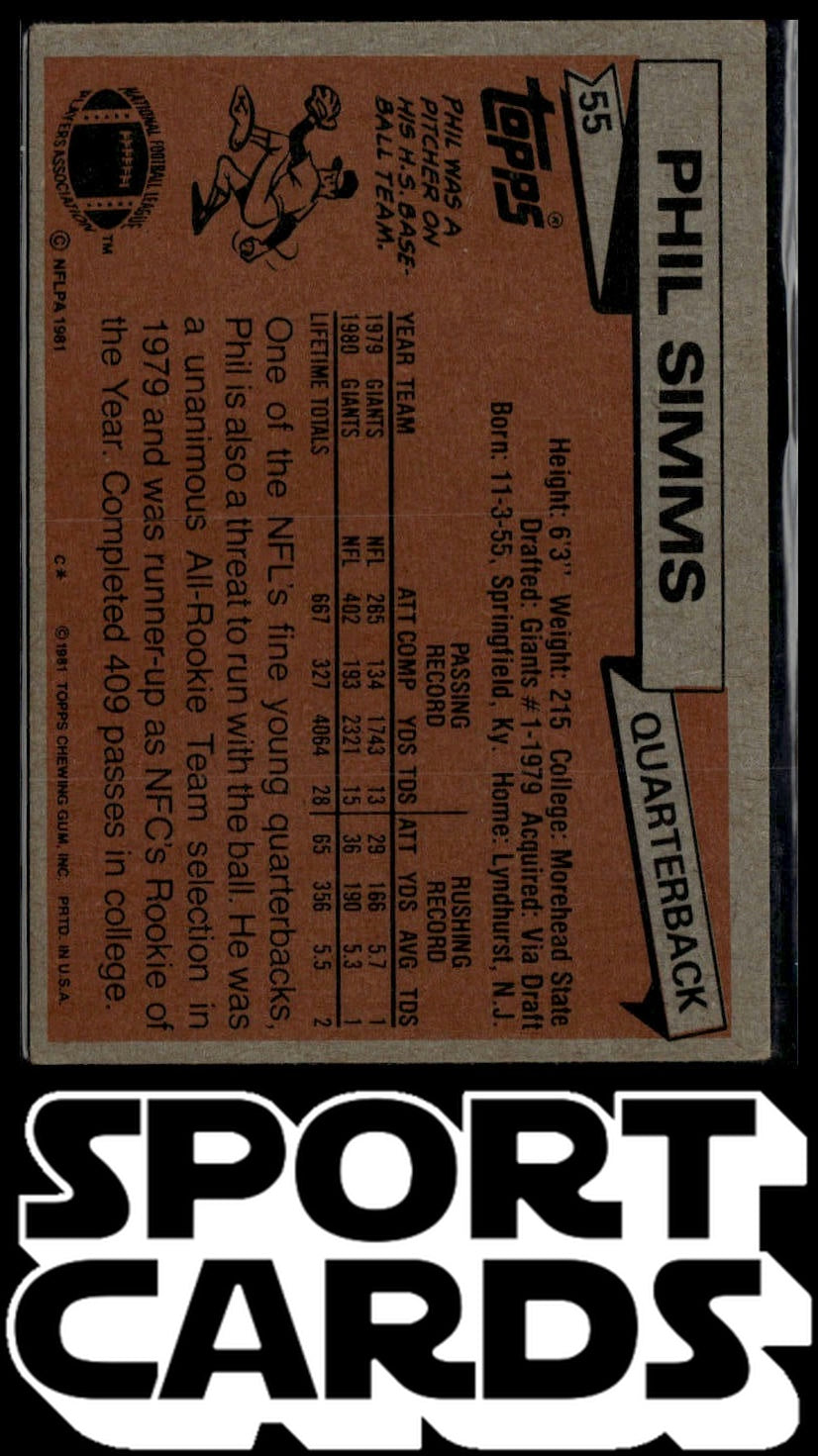 1981 Topps #55 Phil Simms SportCards.com