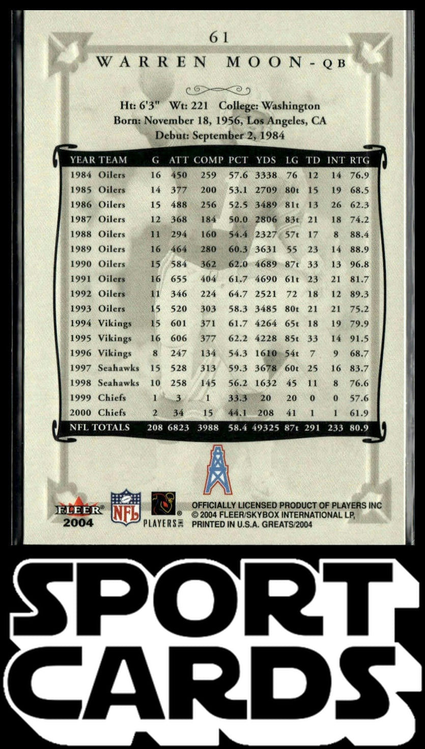 2004 Fleer Greats of the Game #61 Warren Moon SportCards.com