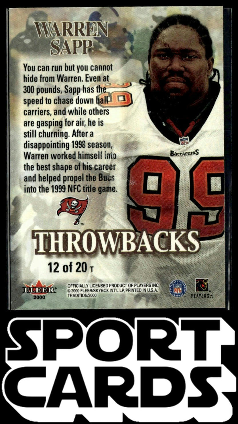 2000 Fleer Tradition #12 T Warren Sapp Throwbacks SportCards.com