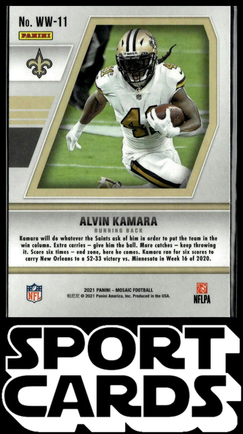 2021 Panini Mosaic #WW-11 Alvin Kamara Will to Win SportCards.com