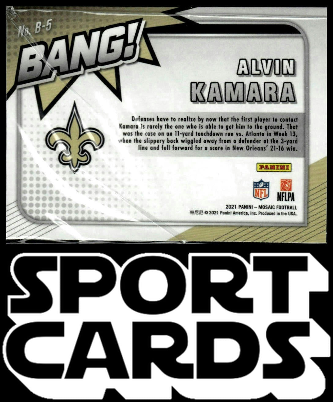 2021 Panini Mosaic #B-5 Alvin Kamara Bang! SportCards.com