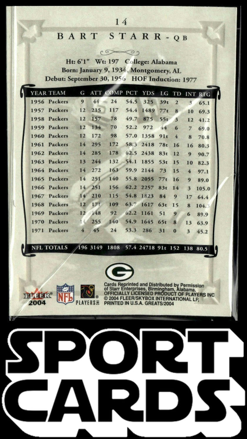 2004 Fleer Greats of the Game #14 Bart Starr SportCards.com