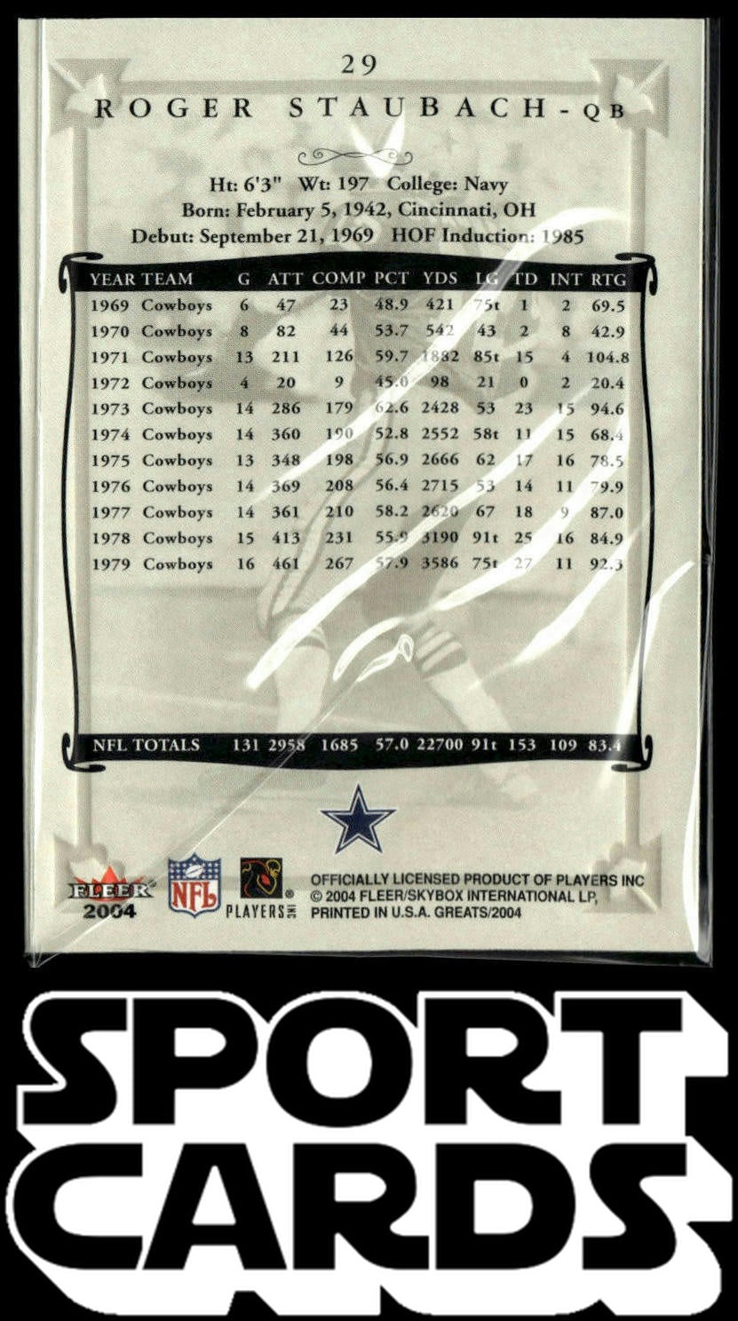 2004 Fleer Greats of the Game #29 Roger Staubach SportCards.com