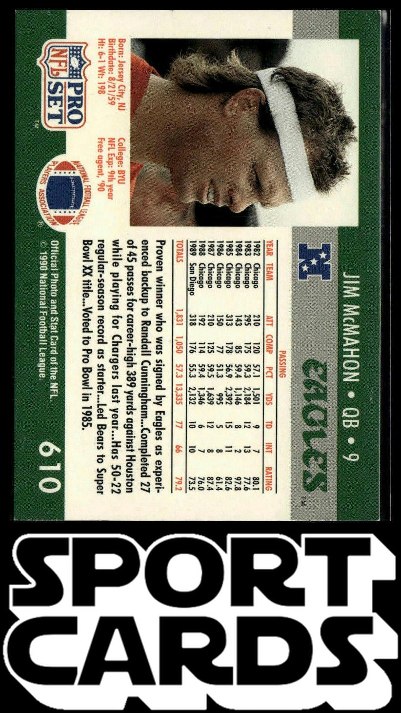 1990 Pro Set #610 Jim McMahon SportCards.com