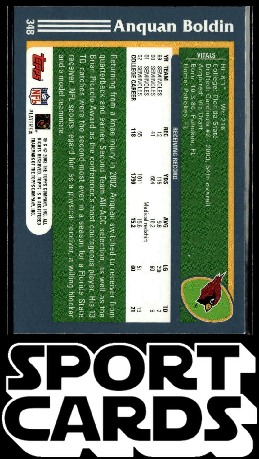 2003 Topps #348 Anquan Boldin Topps Collection SportCards.com