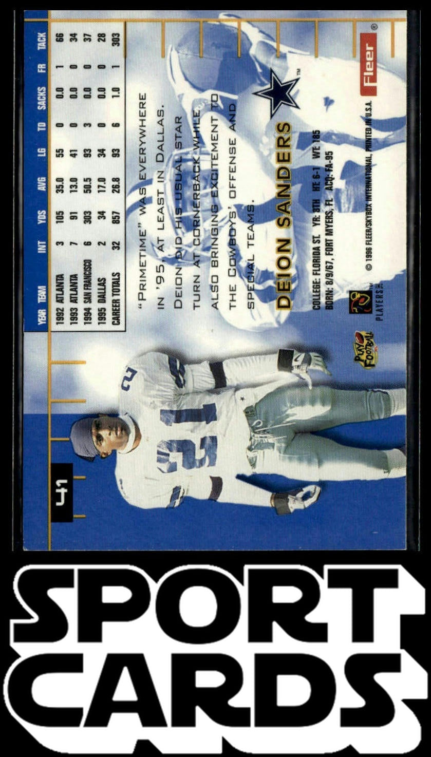 1996 Ultra #41 Deion Sanders SportCards.com
