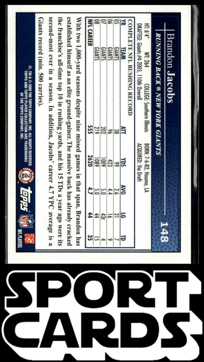2009 Topps #148 Brandon Jacobs SportCards.com