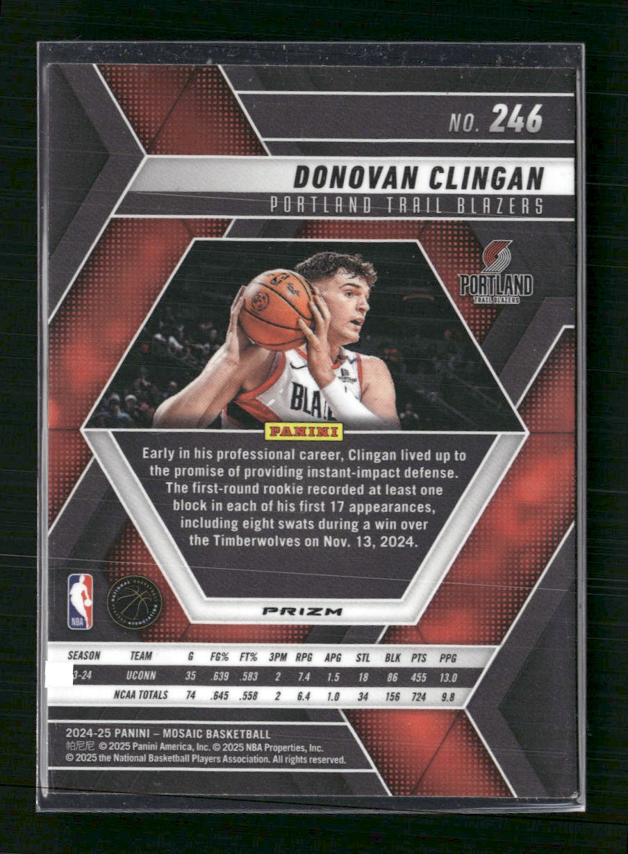 Donovan Clingan 2024-25 Panini Mosaic #246 Genesis Mosaic