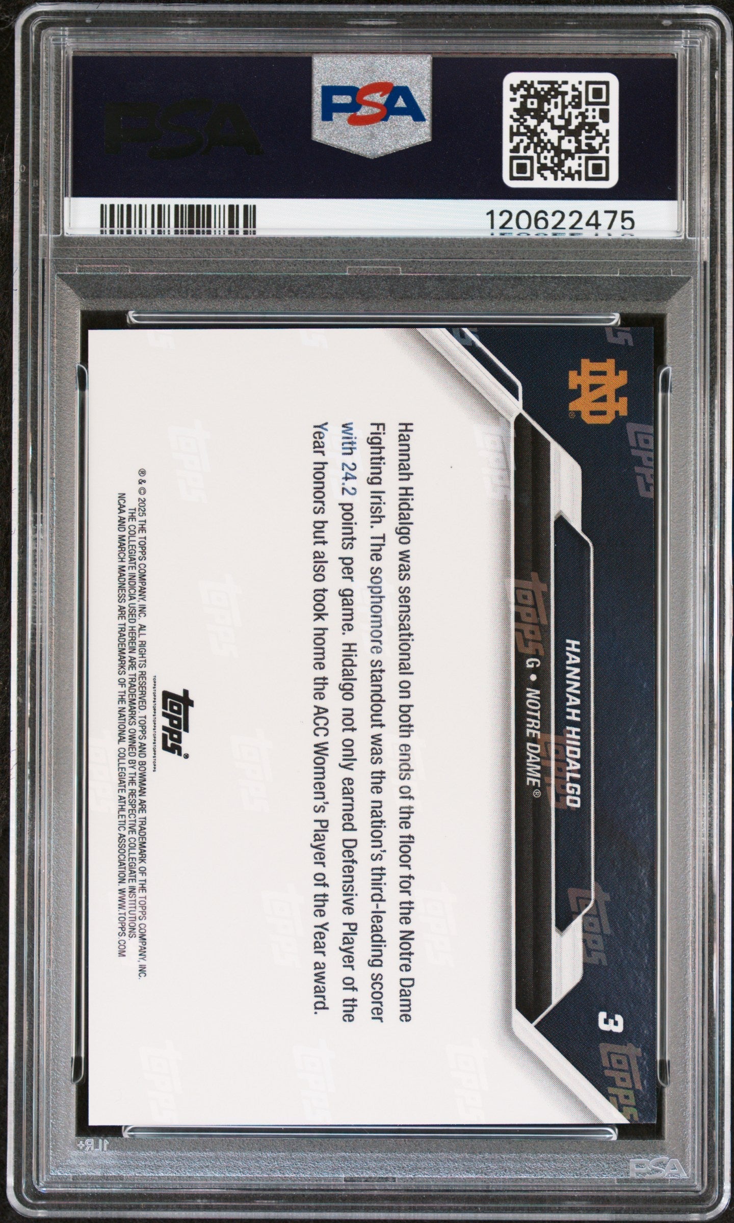Graded 2025 Topps Bowman U Now Hannah Hidalgo #3 March Madness Rookie RC Basketball Card PSA 10 Gem Mint - Sport Cards