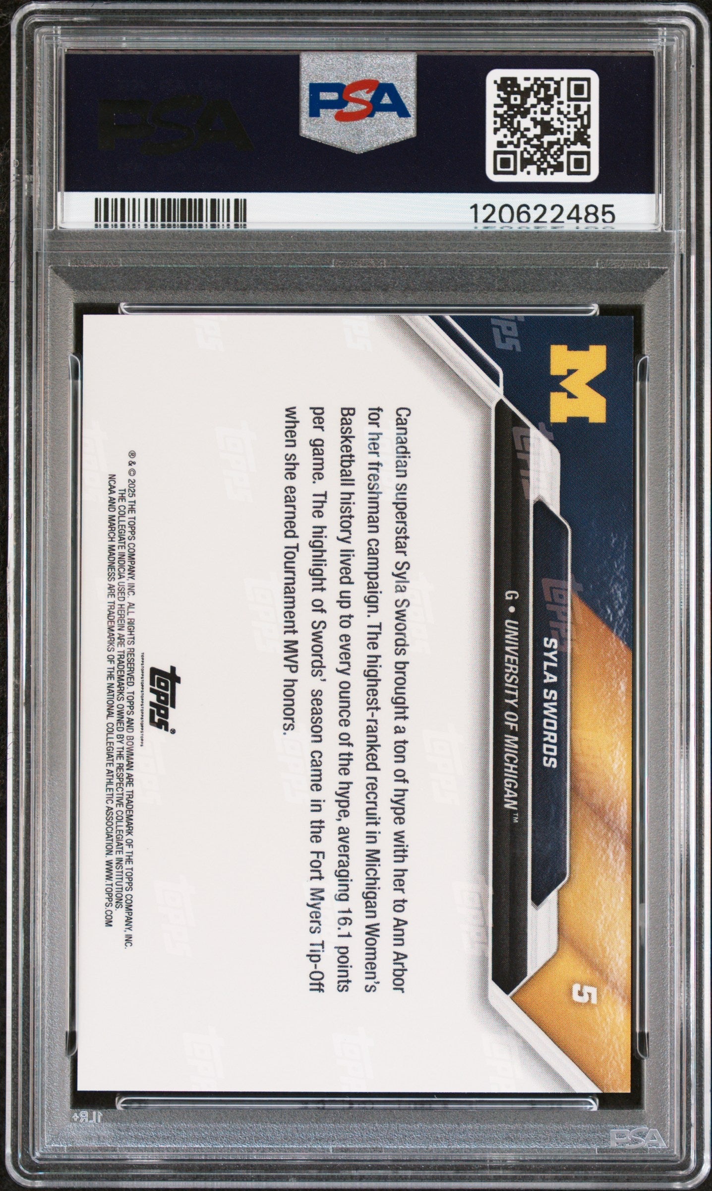 Graded 2025 Topps Bowman U Now Syla Swords #5 March Madness Rookie RC Basketball Card PSA 10 Gem Mint - Sport Cards