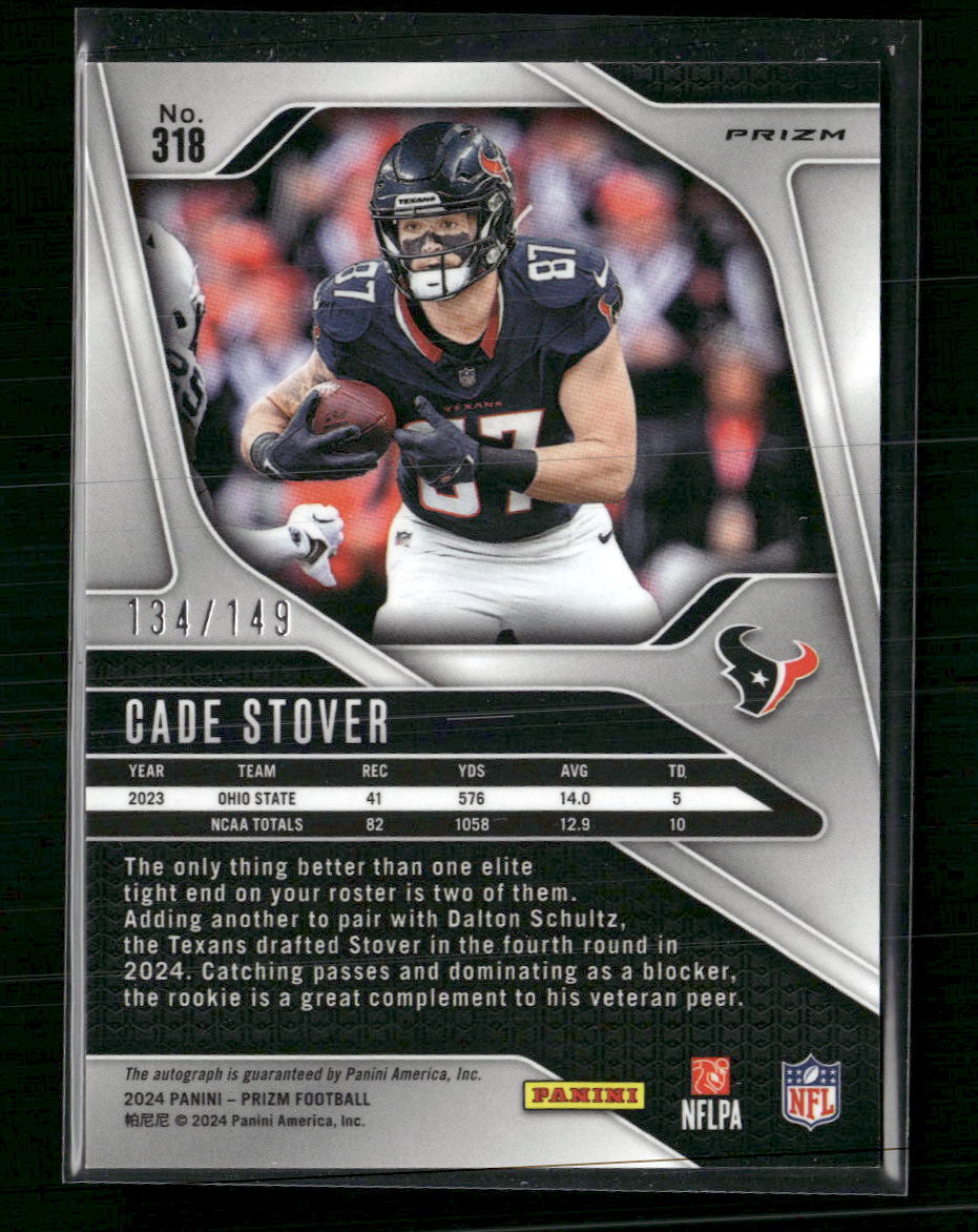 Cade Stover 2024 Panini Prizm #318 Red Wave #/149