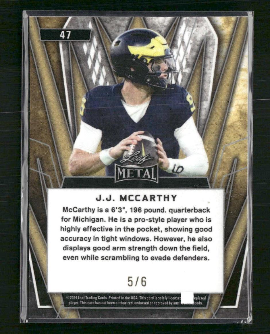 2024 Leaf Metal J.J. McCarthy #47 Purple Ice #/6