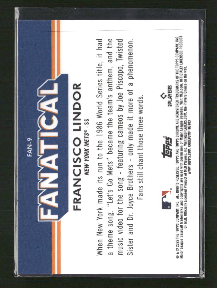 2025 Topps Chrome Fanatical Francisco Lindor #FAN-9