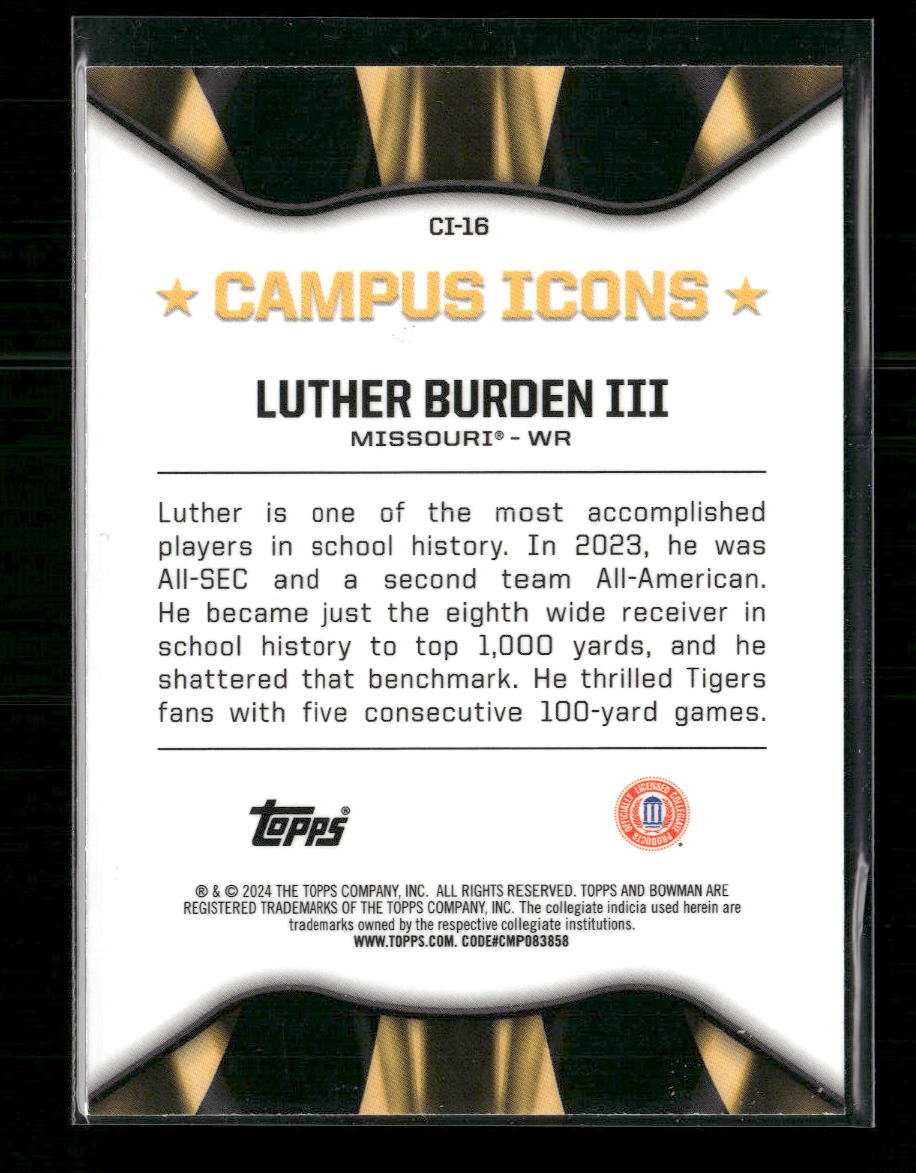 2024 Bowman UC Campus Icons Gold Refractor Luther Burden III #/50 #CI-16