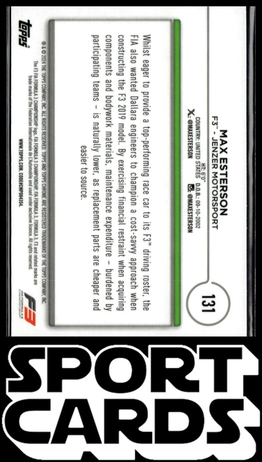 2024 Topps Chrome Formula 1 #131 Max Esterson SportCards.com