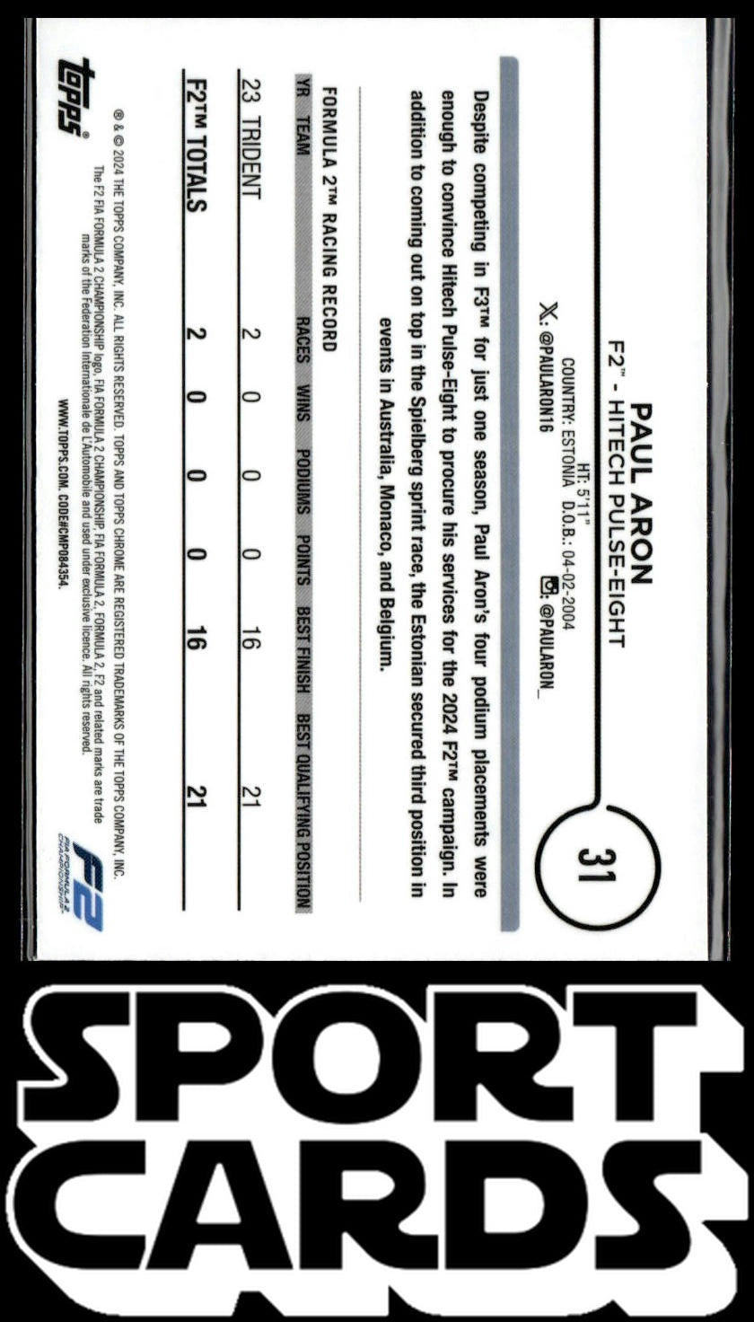 2024 Topps Chrome Formula 1 #31 Paul Aron SportCards.com