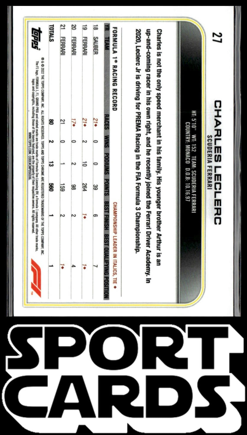 2022 Topps Chrome Formula 1 #27 Charles Leclerc SportCards.com