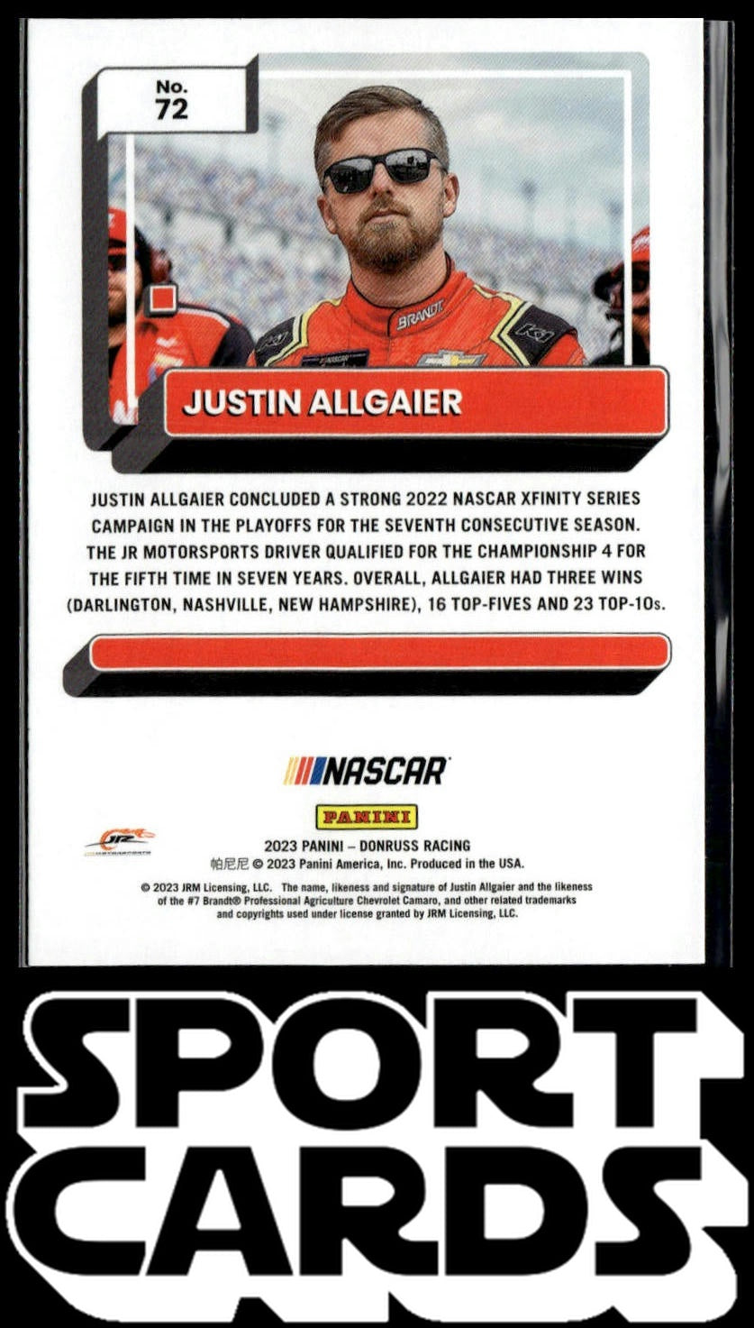 2023 Donruss #72 Justin Allgaier Silver SportCards.com