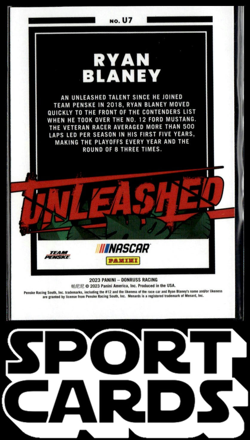 2023 Donruss #U7 Ryan Blaney Unleashed Checkers SportCards.com