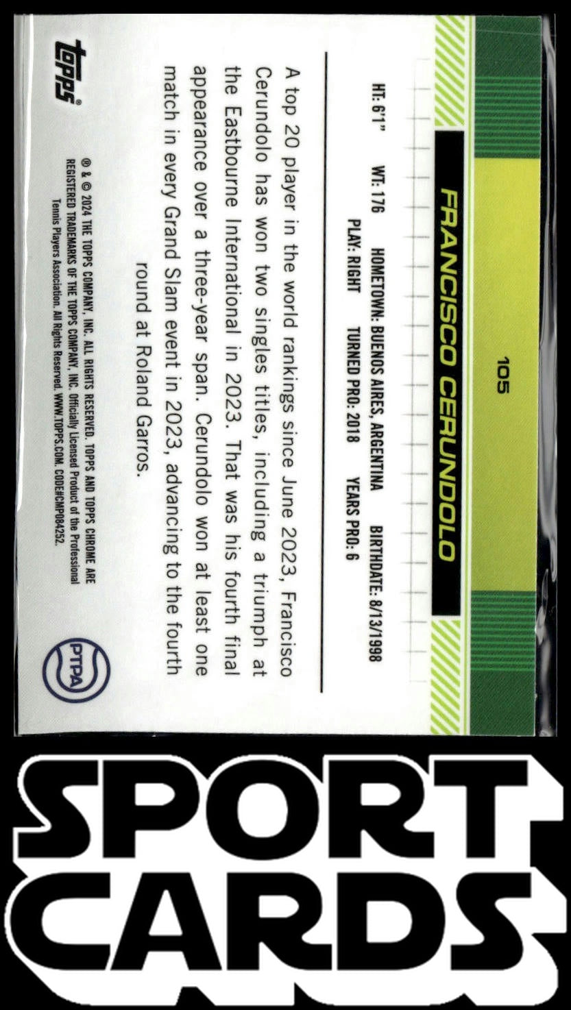 2024 Topps Chrome #105 Francisco Cerundolo Sepia Refractor SportCards.com