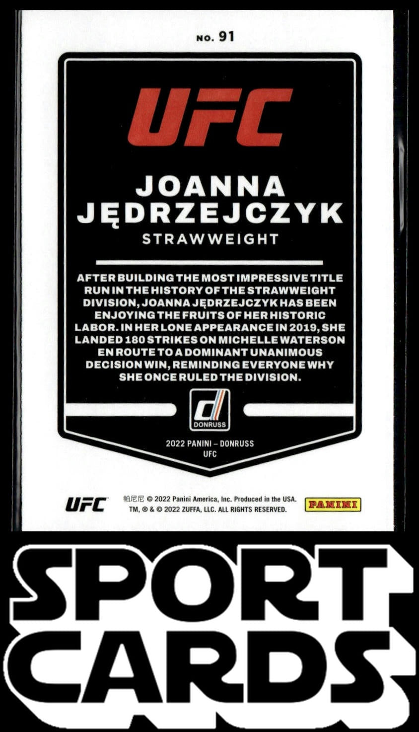 2022 Donruss UFC #91 Joanna Jedrzejczyk SportCards.com
