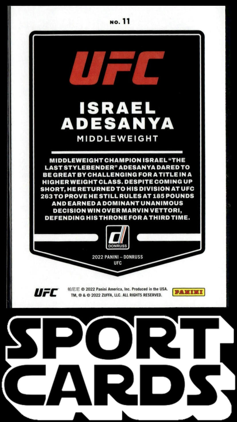 2022 Donruss UFC #11 Israel Adesanya SportCards.com