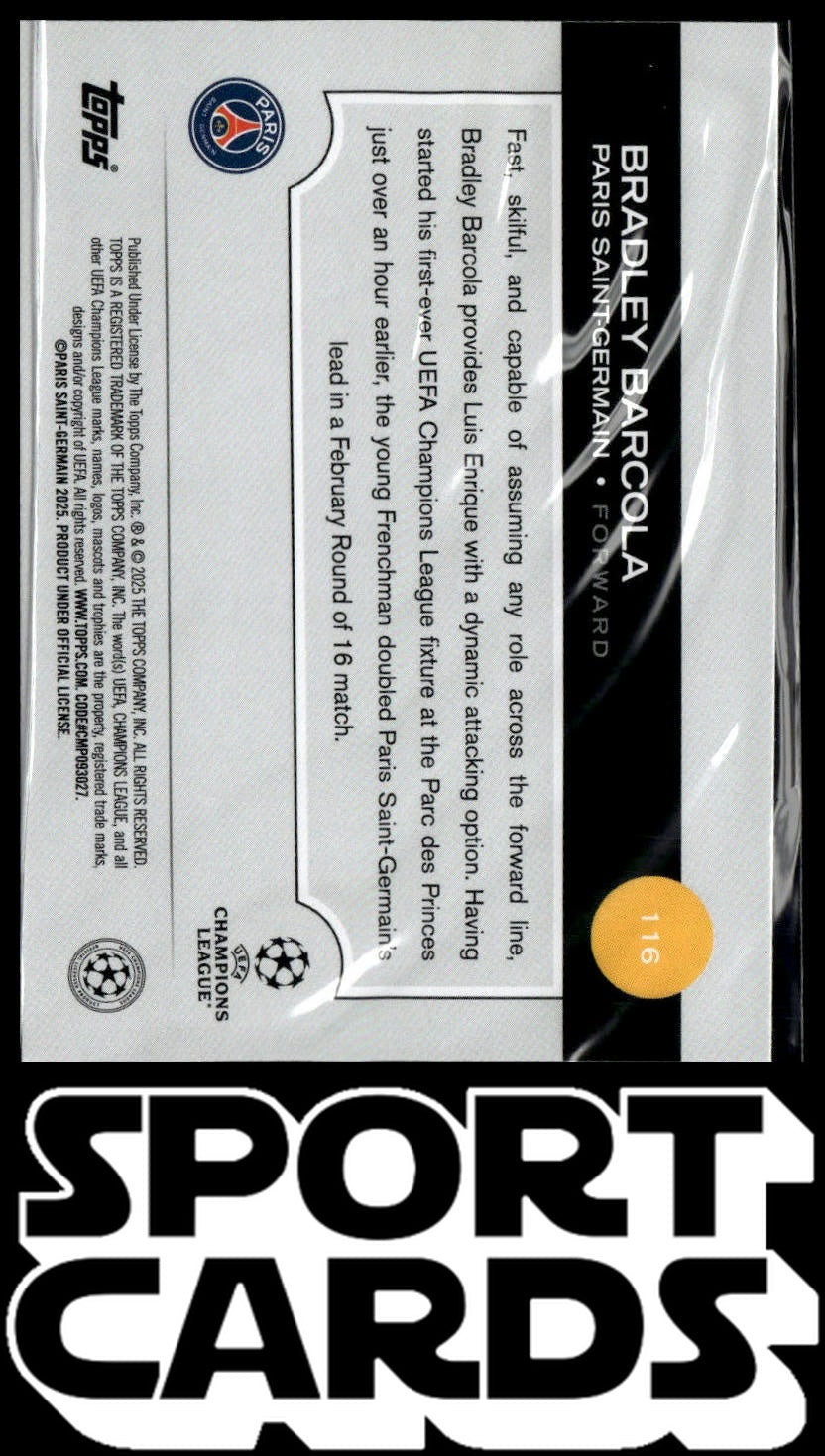 2024-25 Topps UEFA Club Competitions #116 Bradley Barcola SportCards.com