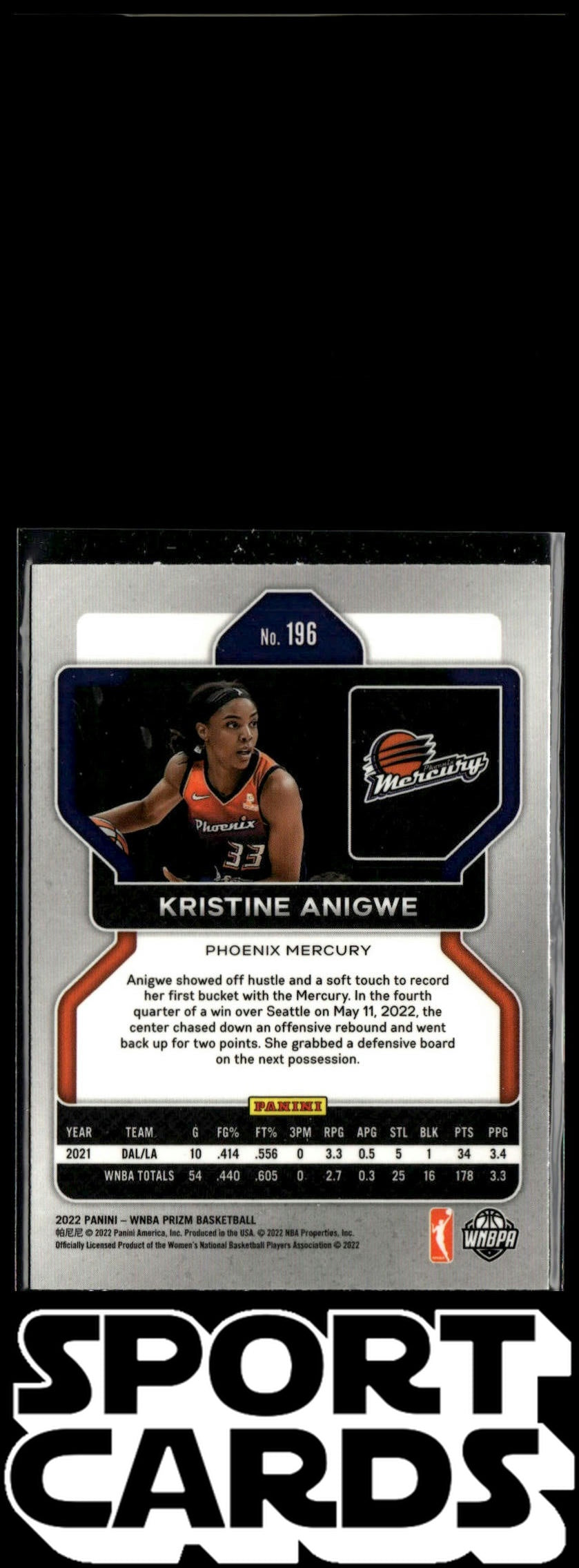 2022 Panini Prizm WNBA #196 Kristine Anigwe SportCards.com