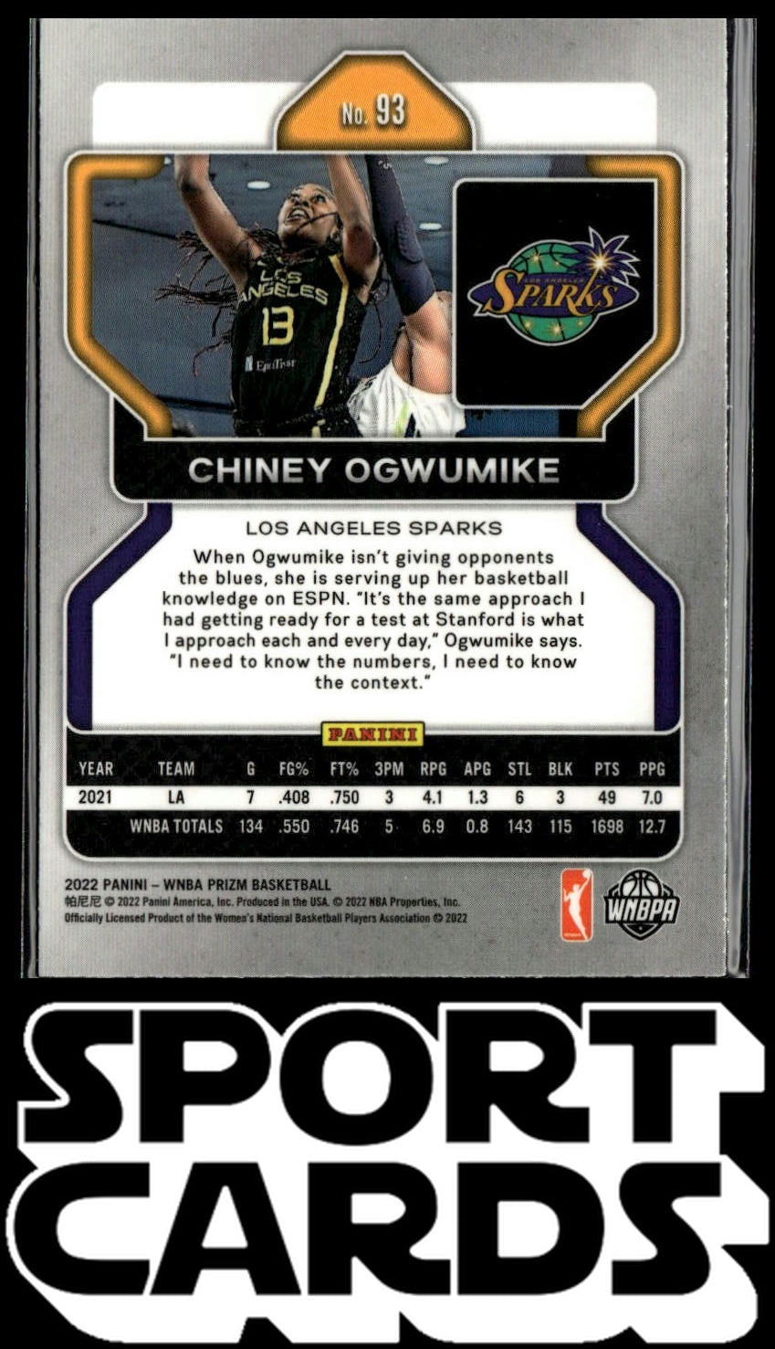 2022 Panini Prizm WNBA #93 Chiney Ogwumike SportCards.com