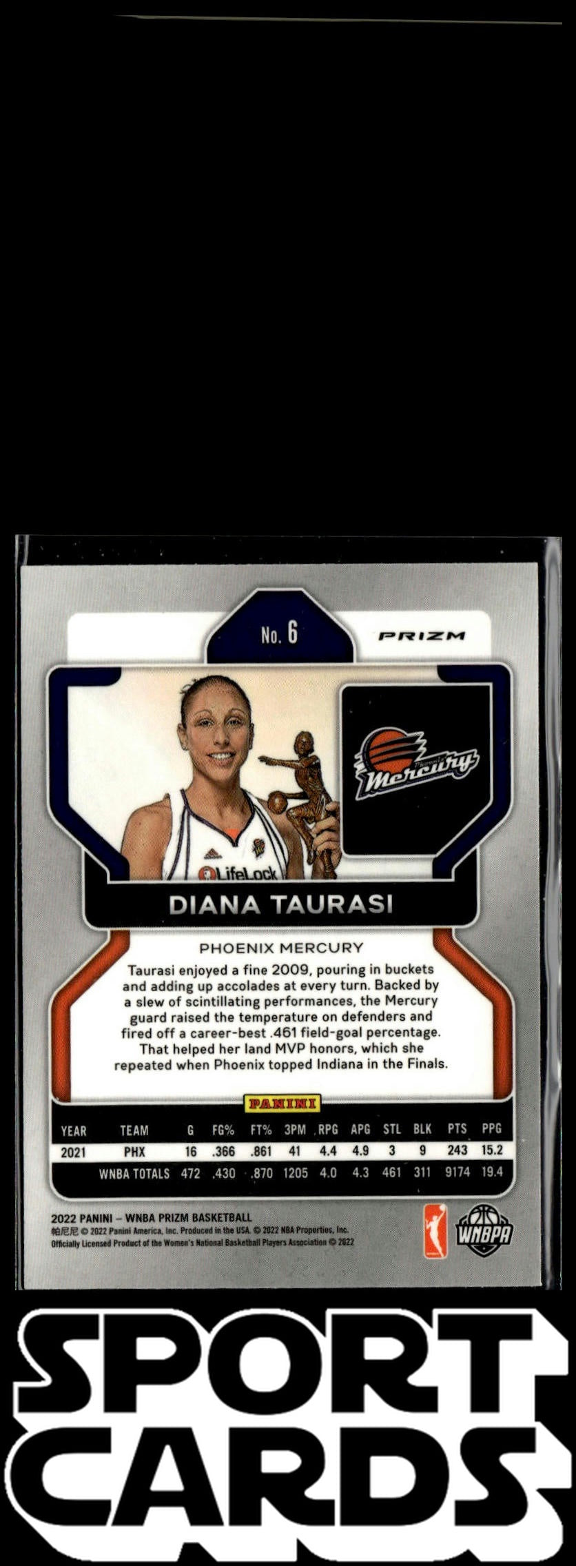2022 Panini Prizm WNBA #6 Diana Taurasi Hyper SportCards.com