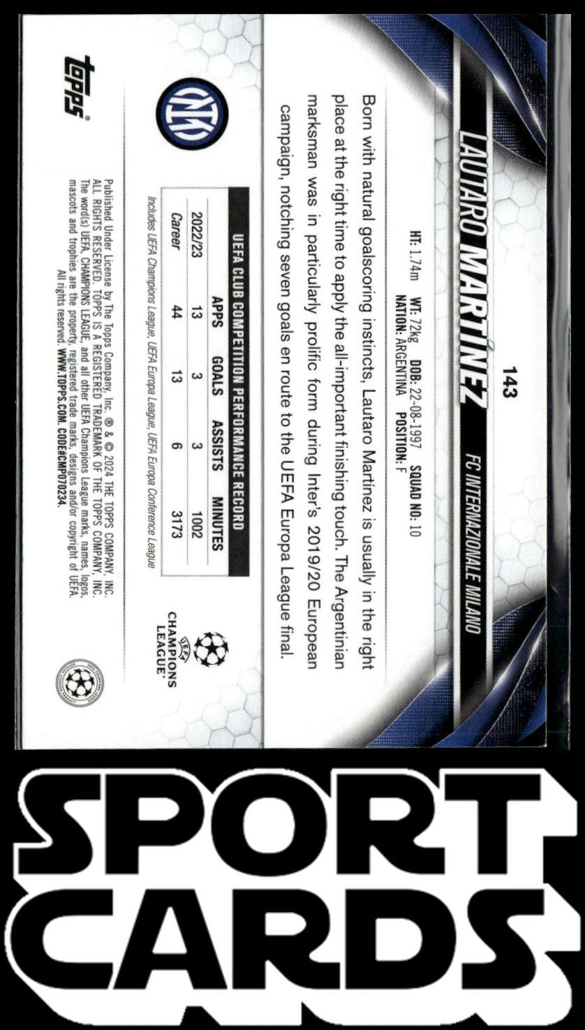 2023-24 Topps UEFA Club Competitions #143 Lautaro Martínez SportCards.com