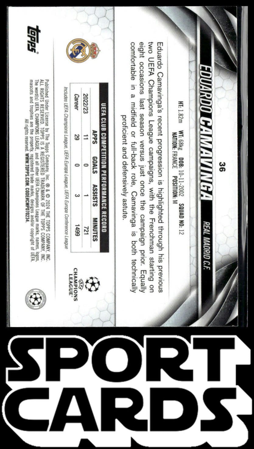 2023-24 Topps UEFA Club Competitions #36 Eduardo Camavinga SportCards.com