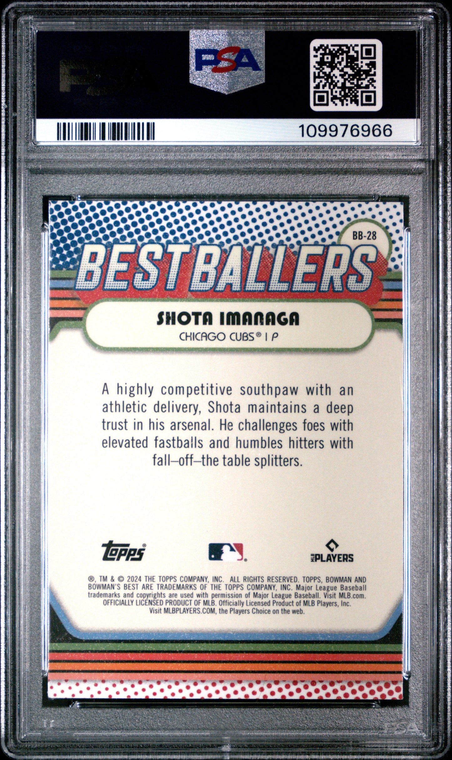 Graded 2024 Topps Bowmans Best Shota Imanaga #BB28 Best Ballers Rookie RC Baseball Card PSA 9 Mint