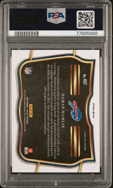 Graded 2022 Panini Select Damar Hamlin #457 Silver Prizm Rookie RC Football Card PSA 10 Gem Mint