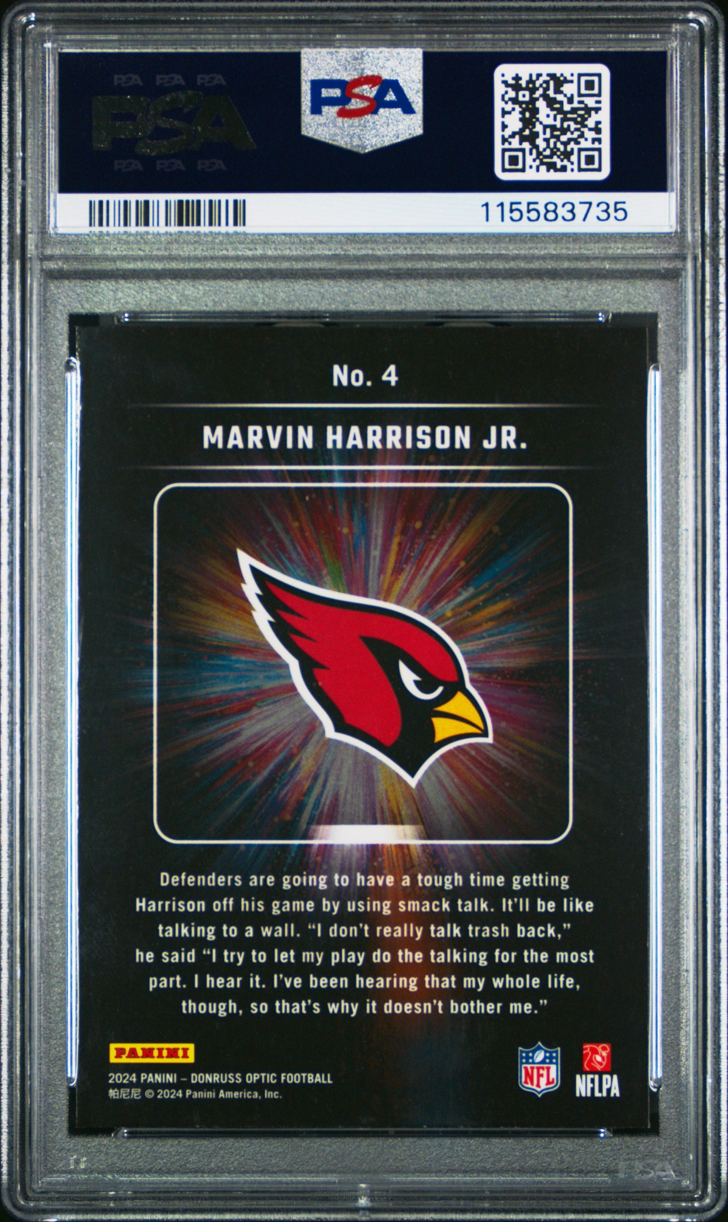Graded 2024 Panini Donruss Optic Marvin Harrison Jr #4 Light It Up Rookie RC Football Card PSA 10 Gem Mint - Sport Cards