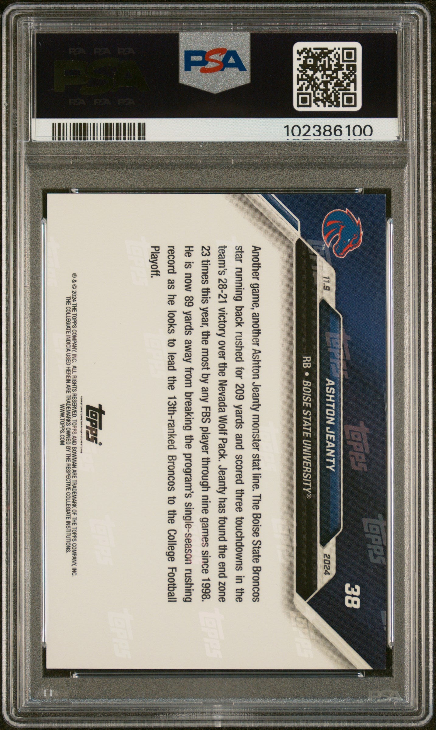 Graded 2024 Topps Bowman U Now Ashton Jeanty #38 Rookie RC Football Card PSA 10 Gem Mint