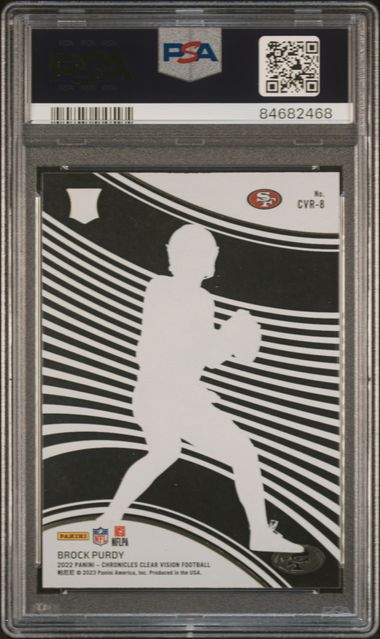 Graded 2022 Panini Chronicles Brock Purdy #CVR8 Clear Vision Rookies RC Football Card PSA 10 Gem Mint