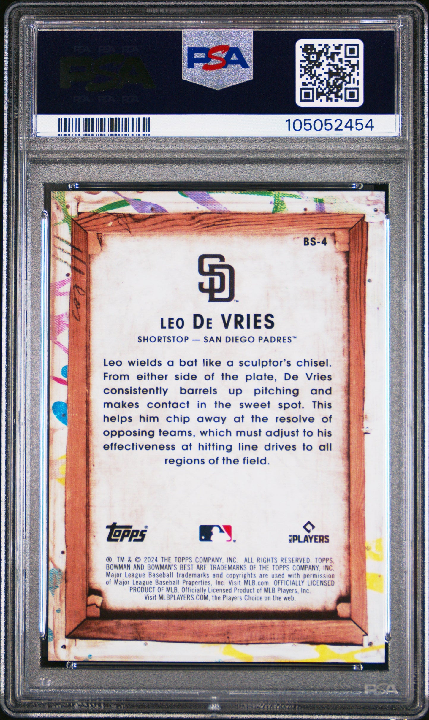 Graded 2024 Topps Bowmans Best Leo De Vries #BS4 Bowman Showpieces Rookie RC Baseball Card PSA 10 Gem Mint