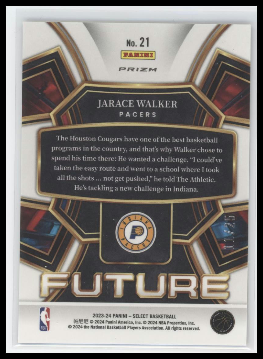 2023-24 Panini Select #21 Jarace Walker Select Future Tie-Dye Prizms #/25