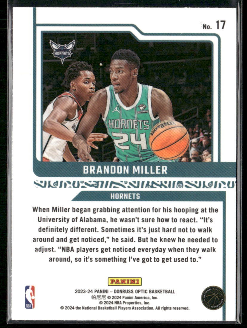 2023-24 Donruss Optic #17 Brandon Miller Elite Dominators