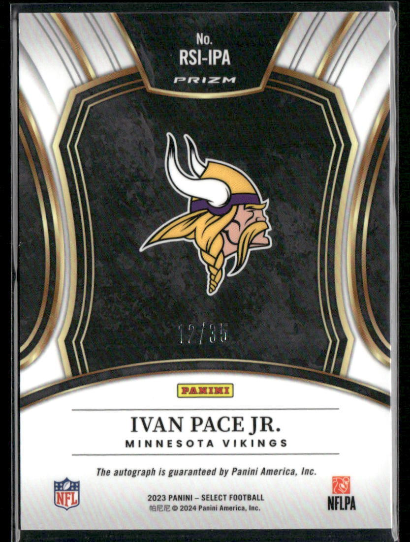 2023 Panini Select #RSI-IPA Ivan Pace Jr. Rookie Signatures White Prizm #/35 - Sport Cards