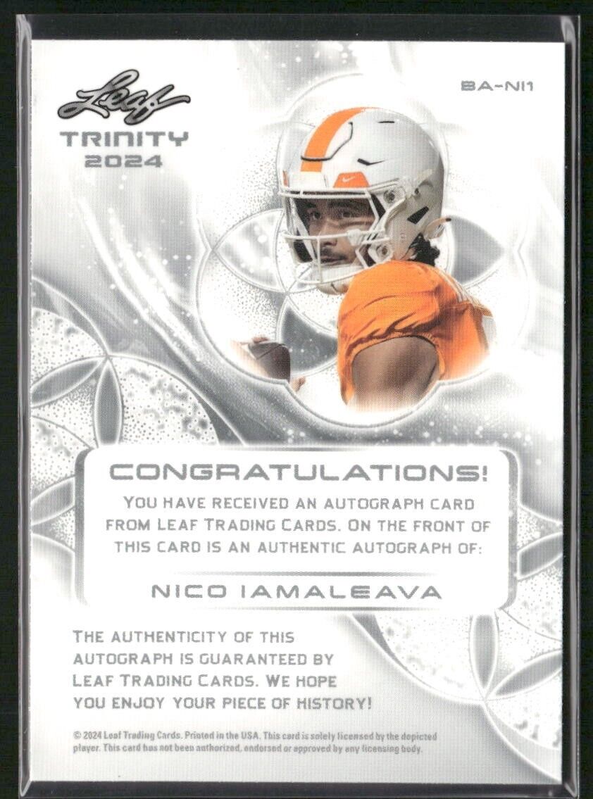 2024 Leaf Trinity Nico Iamaleava Autograph Auto Football Card 38/99