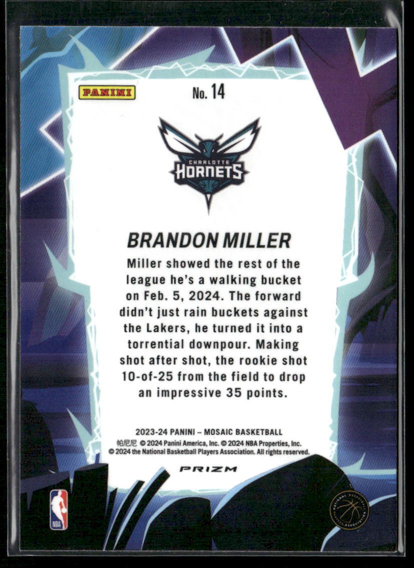 2023-24 Panini Mosaic #14 Brandon Miller Storm Chasers