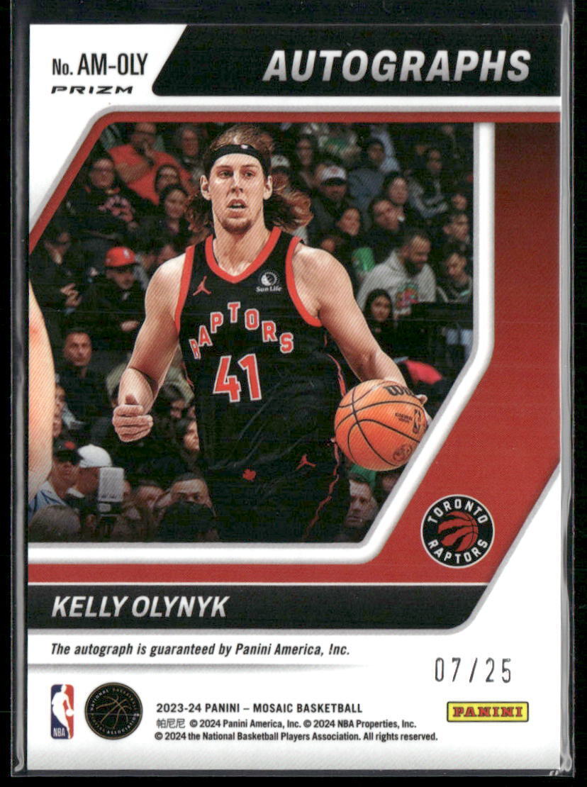 2023-24 Panini Mosaic #AM-OLY Kelly Olynyk Autographs Mosaic White #/25
