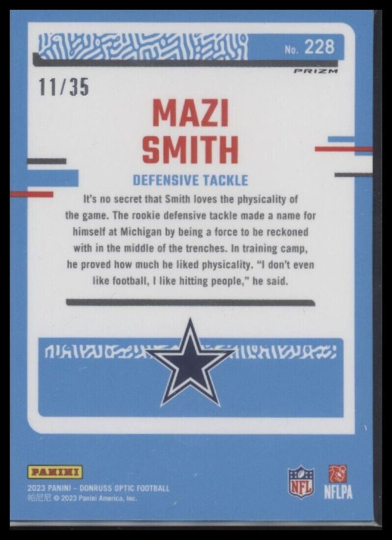2023 Donruss Optic #228 Mazi Smith Bronze Mojo #/35