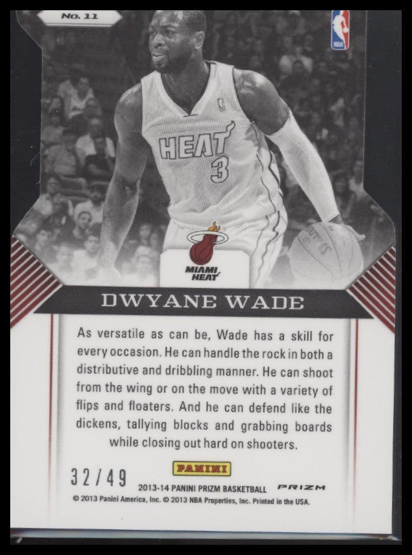 Dwyane Wade 2013-14 Panini Prizm #11 Guard Duty Prizms Purple Die Cut #/49